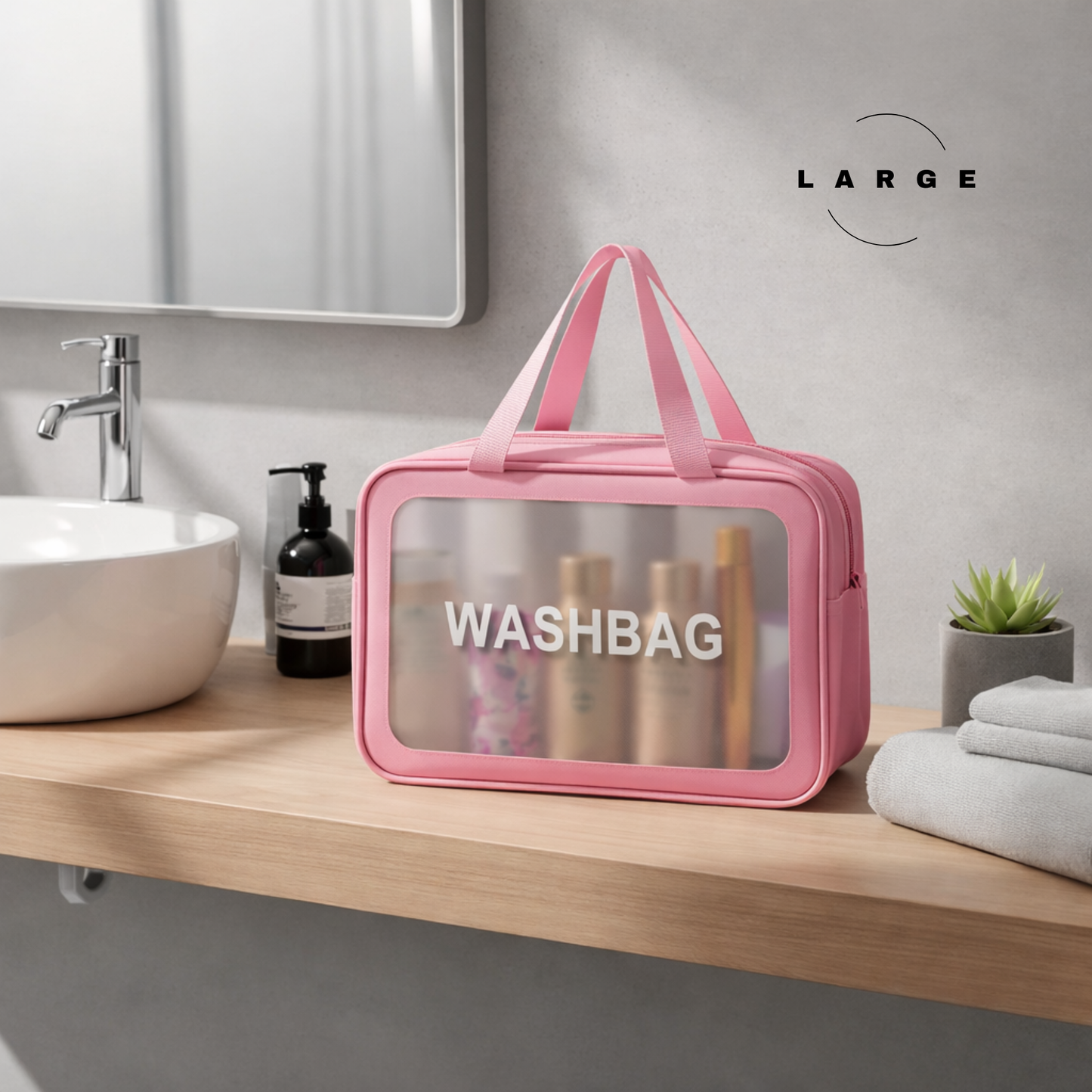 Trousse de toilette transparente et étanche à double compartiment