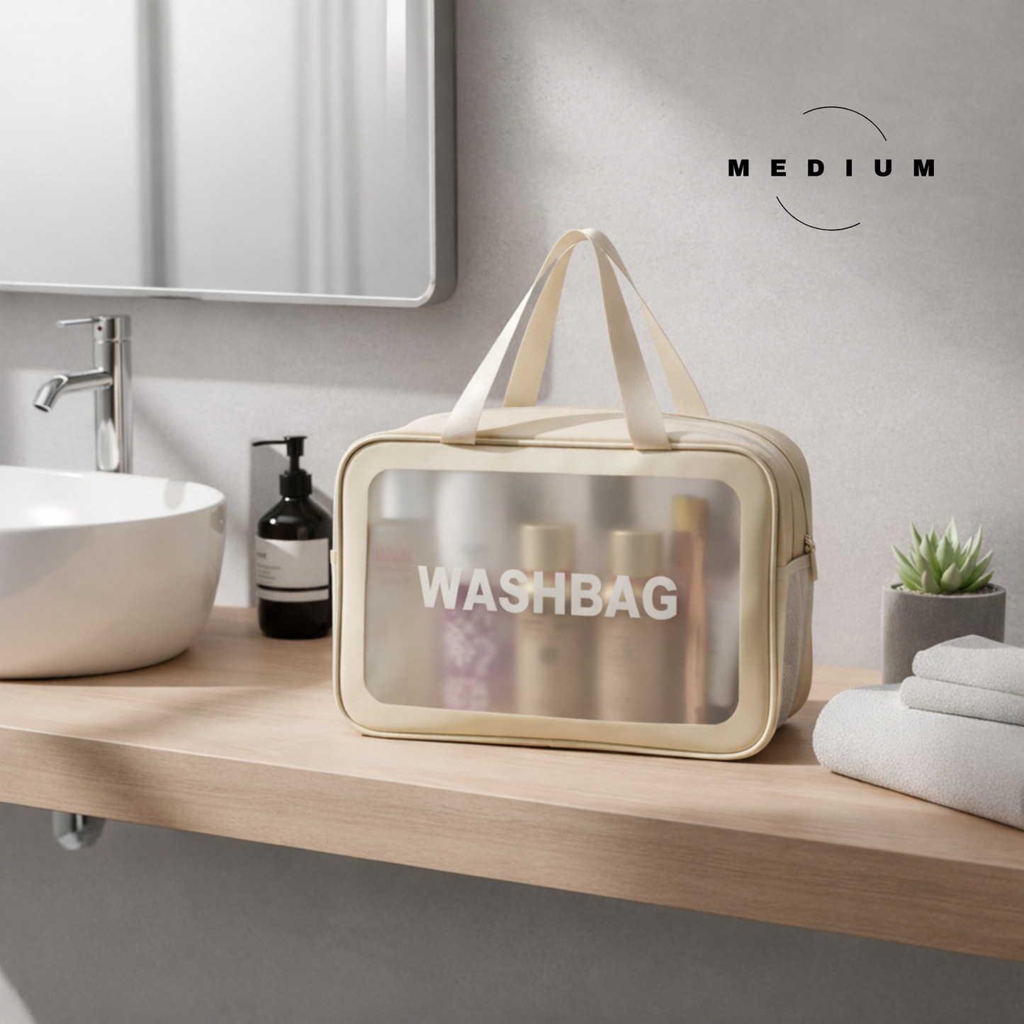 Trousse de toilette transparente et étanche à double compartiment