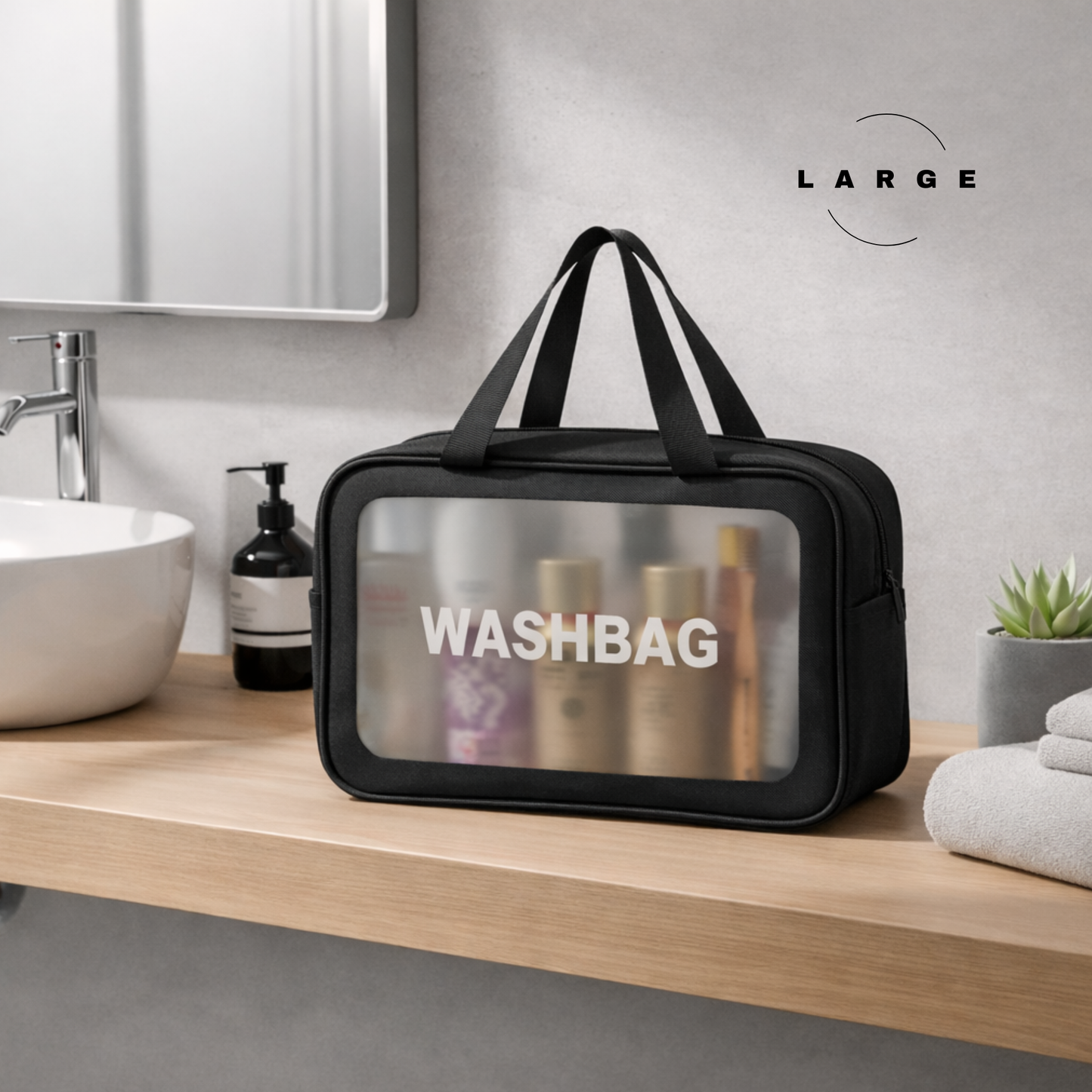 Trousse de toilette transparente et étanche à double compartiment